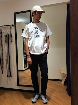 「アイテム（チノパンツ）」を使った、TAKEKAWAさん（メンズ・187cm）の夏コーディネート