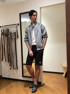 「The DUFFER of ST.GEORGE（ザダファーオブセントジョージ）のアイテム（ブルゾン）」を使った、TAKEKAWAさん（メンズ・187cm）の夏コーディネート