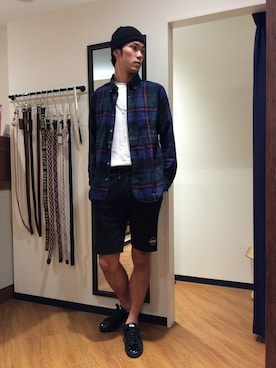 「アイテム（ニットキャップ/ビーニー）」を使った、TAKEKAWAさん（メンズ・187cm）の夏コーディネート