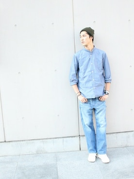 「アイテム（ニットキャップ/ビーニー）」を使った、TAKEKAWAさん（メンズ・187cm）の秋コーディネート