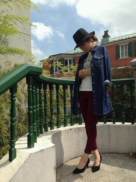 「ツバ広ハット」｜madoka0905さん（レディース・165cm）の秋コーディネート
