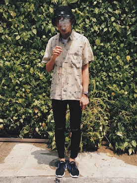 「HUF（ハフ）のアイテム（ライダースジャケット）」を使った、Mazdabeh666さん（メンズ・180cm）の秋コーディネート