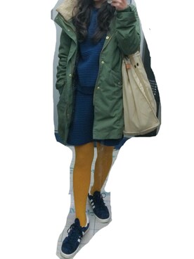 「SHIPS（シップス）のアイテム（ミリタリージャケット）」を使った、おばけちゃんさん（レディース・156cm）の冬コーディネート