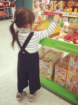 「GLOBAL WORK（グローバルワーク）のアイテム（オールインワン・サロペット）」を使った、    *ko◡̈sa⑅さん（キッズ・90cm）の秋コーディネート