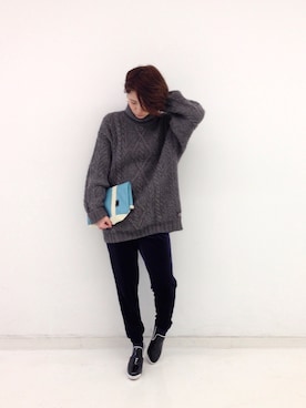 「アイテム（クラッチバッグ）」を使った、haco-on-acoさん（レディース・164cm・20代）の冬コーディネート