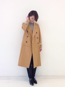 「アイテム（トレンチコート）」を使った、haco-on-acoさん（レディース・164cm・20代）の冬コーディネート
