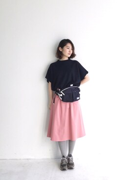 haco-on-acoさんの「ミモレ丈のフレアースカート　ｂｙ　ｑｕｅ　ｍａｄｅ　ｍｅ」を使ったコーディネート