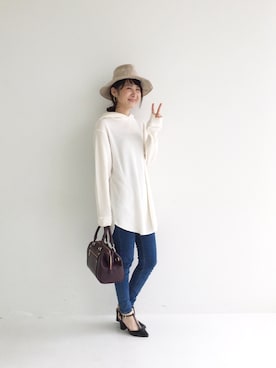 「アイテム（ボストンバッグ、レッド系）」を使った、haco-on-acoさん（レディース・165cm）の秋コーディネート