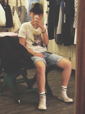 「Addict CONVERSE（アディクト　コンバース）のアイテム」を使った、Lewisさん（メンズ・170cm）の夏コーディネート