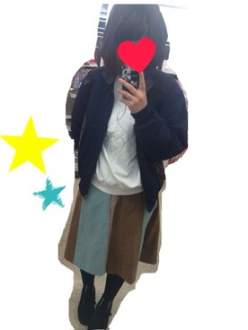 「スウエット」｜「アイテム（スタジャン）」を使った、kahiro。さん（レディース・166cm）の秋コーディネート