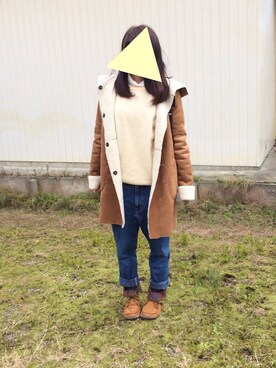 「studio CLIP（スタディオクリップ）のアイテム（ムートンコート）」を使った、manaさん（レディース・154cm）の冬コーディネート