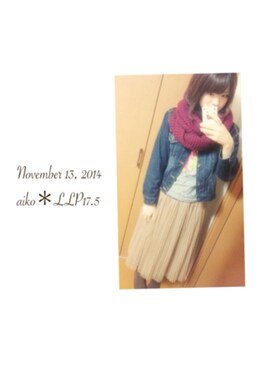 「aiko」｜「アイテム（デニムジャケット）」を使った、ゆかさん（レディース・164cm）の秋コーディネート