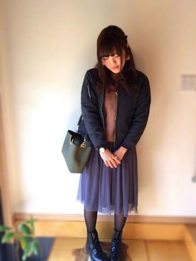 「SEVENDAYS=SUNDAY（セブンデイズサンデイ）のアイテム（MA-1）」を使った、ゆかさん（レディース・164cm）の冬コーディネート