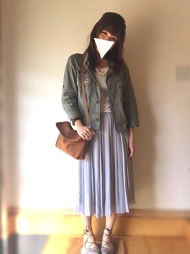 「RAY CASSIN（レイカズン）のアイテム（ミリタリージャケット）」を使った、ゆかさん（レディース・164cm）の春コーディネート