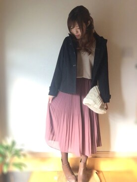 「くすみピンク」｜「アイテム（ダッフルコート）」を使った、ゆかさん（レディース・164cm）の冬コーディネート