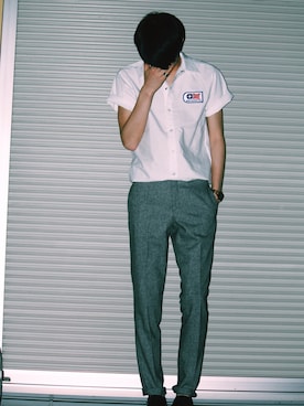 「GU（ジーユー）のアイテム（スーツパンツ）」を使った、ryotaroさん（メンズ・183cm）の秋コーディネート