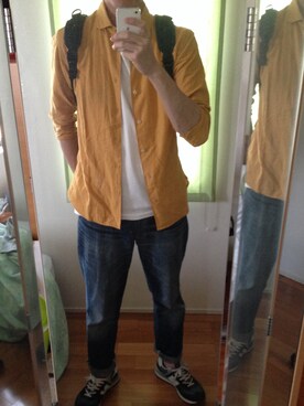 「GAP（ギャップ）のアイテム（デニムパンツ、ブルー系）」を使った、leonidsさん（メンズ・182cm）の春コーディネート