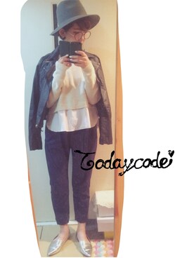 「Rodeo Crowns（ロデオクラウンズ）のアイテム（ライダースジャケット）」を使った、RICAさん（レディース・163cm）の春コーディネート