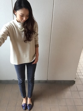 「BEAUTY&YOUTH UNITED ARROWS（ビューティーアンドユースユナイテッドアローズ）のBY∵ フラップメタル2WAYトート3 ◆（トートバッグ）」を使った、MITSUMIさん（レディース・160cm）の冬コーディネート