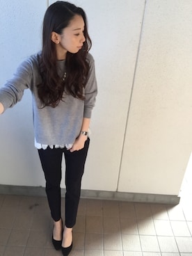 「BEAUTY&YOUTH UNITED ARROWS（ビューティーアンドユースユナイテッドアローズ）のBY∵ フラップメタル2WAYトート3 ◆（トートバッグ）」を使った、MITSUMIさん（レディース・160cm）の冬コーディネート