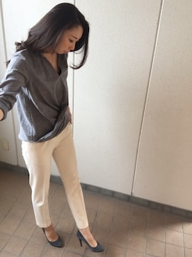 「BEAUTY&YOUTH UNITED ARROWS（ビューティーアンドユースユナイテッドアローズ）のBY∵ フラップメタル2WAYトート3 ◆（トートバッグ）」を使った、MITSUMIさん（レディース・160cm）の冬コーディネート