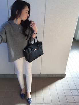 「BEAUTY&YOUTH UNITED ARROWS（ビューティーアンドユースユナイテッドアローズ）のBY∵ フラップメタル2WAYトート3 ◆（トートバッグ）」を使った、MITSUMIさん（レディース・160cm）の冬コーディネート