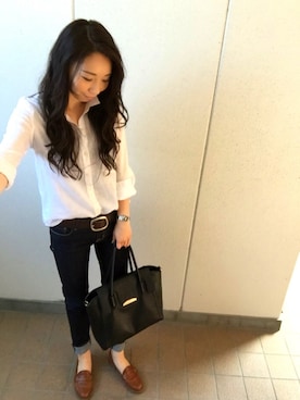 「BEAUTY&YOUTH UNITED ARROWS（ビューティーアンドユースユナイテッドアローズ）のBY∵ フラップメタル2WAYトート3 ◆（トートバッグ）」を使った、MITSUMIさん（レディース・160cm）の春コーディネート