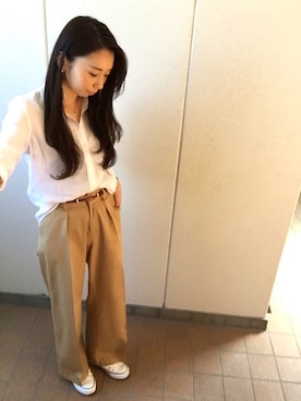 「綿パンツ」｜MITSUMIさん（レディース・160cm）の夏コーディネート
