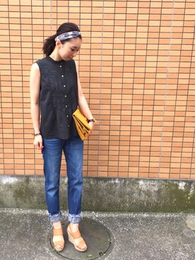 「テーパードデニム」｜MITSUMIさん（レディース・160cm）の夏コーディネート