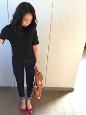 「テーパードデニム」｜MITSUMIさん（レディース・160cm）の秋コーディネート