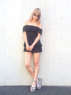 「LILICIOUS」｜「アイテム（つなぎ/オールインワン）」を使った、濱内奈々子 さん（レディース・165cm）の夏コーディネート