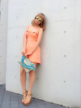 「LILICIOUS」｜「アイテム（つなぎ/オールインワン）」を使った、濱内奈々子 さん（レディース・164cm）の夏コーディネート
