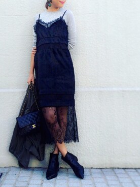 「chanel」｜「アイテム（ミリタリージャケット）」を使った、濱内奈々子 さん（レディース・164cm）の秋コーディネート