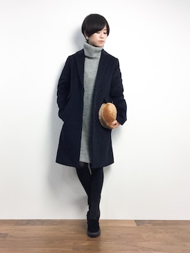 「SLOBE IENA（スローブイエナ）のアイテム（チェスターコート）」を使った、yukiさん（レディース・152cm）の冬コーディネート