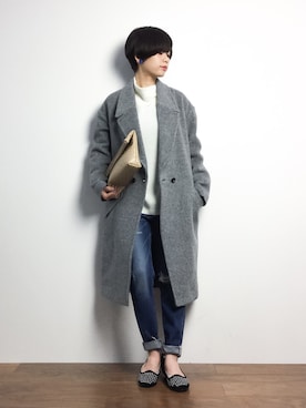 「ノームコア」｜「アイテム（その他アウター）」を使った、yukiさん（レディース・152cm）の冬コーディネート