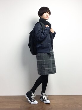 「シャギー」｜「アイテム（MA-1）」を使った、yukiさん（レディース・152cm）の冬コーディネート