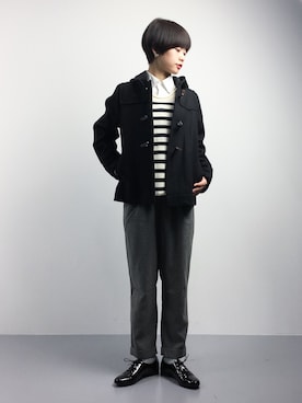 「ドレスシューズ」｜「アイテム（ダッフルコート）」を使った、yukiさん（レディース・152cm）の冬コーディネート