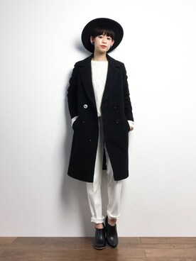 「31 Sons de mode（トランテアン　ソン　ドゥ　モード）のアイテム（チェスターコート）」を使った、yukiさん（レディース・152cm）の冬コーディネート