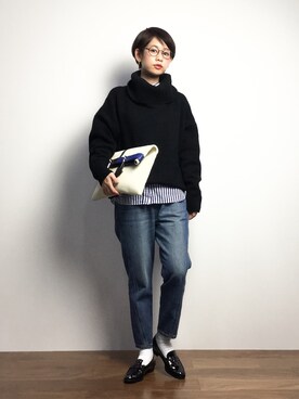 「テーパードデニム」｜yukiさん（レディース・152cm）の冬コーディネート