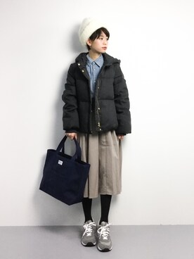 「STUDIOUS（ステュディオス）のアイテム（ダウンジャケット/コート）」を使った、yukiさん（レディース・152cm）の冬コーディネート