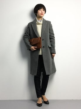 「NATURAL BEAUTY BASIC（ナチュラルビューティーベーシック）のアイテム（チェスターコート）」を使った、yukiさん（レディース・152cm）の冬コーディネート