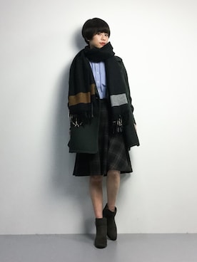 「ダブルボタン」｜「アイテム（ピーコート）」を使った、yukiさん（レディース・152cm）の冬コーディネート