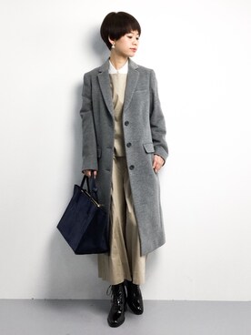 「SHARE PARK（シェアパーク）のアイテム（チェスターコート）」を使った、yukiさん（レディース・152cm）の冬コーディネート