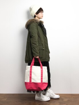 「Another Edition（アナザーエディション）のアイテム（ナイロンジャケット）」を使った、yukiさん（レディース・152cm）の冬コーディネート