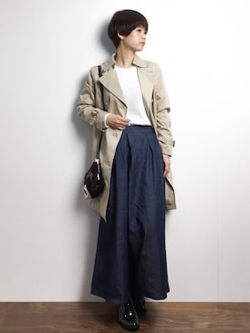 「green label relaxing（グリーンレーベルリラクシング）のアイテム（トレンチコート）」を使った、yukiさん（レディース・152cm）の冬コーディネート