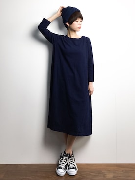 「45R（フォーティファイブアール）のアイテム（ワンピース/ドレス）」を使った、yukiさん（レディース・152cm）の冬コーディネート