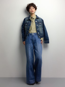 「RAY CASSIN（レイカズン）のアイテム（デニムジャケット）」を使った、yukiさん（レディース・152cm）の冬コーディネート