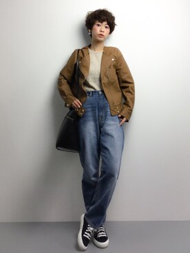 「RAY CASSIN（レイカズン）のアイテム（ブルゾン）」を使った、yukiさん（レディース・152cm）の冬コーディネート
