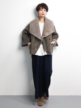 「qualite（カリテ）のアイテム（ムートンコート）」を使った、yukiさん（レディース・152cm）の冬コーディネート