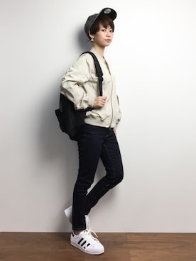「Another Edition（アナザーエディション）のアイテム（MA-1）」を使った、yukiさん（レディース・152cm）の冬コーディネート